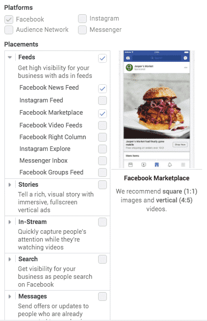 facebook ad placement