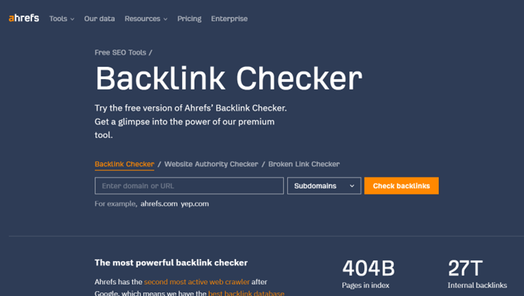 Ahref backlink checker tool